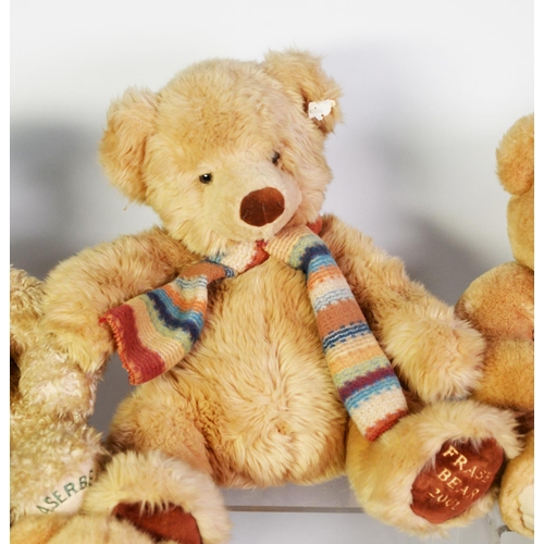 91 - FIVE HOUSE OF FRASER TEDDY BEAR, 1997 x 2, 1998 x 2, 2001; a House of Fraser RABBIT and a long old g... 