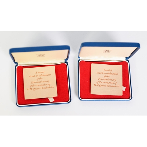 173 - TWO GOLD PLATED SILVER MEDALLIONS struck by Royal Mint in celebration of the 25th Anniversary of the... 