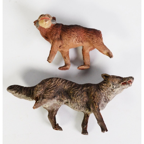 68 - 6 EARLY 20th CENTURY ELASTOLYN TYPE ZOO ANIMALS - elephant, giraffe, lion and bear, with minor losse... 