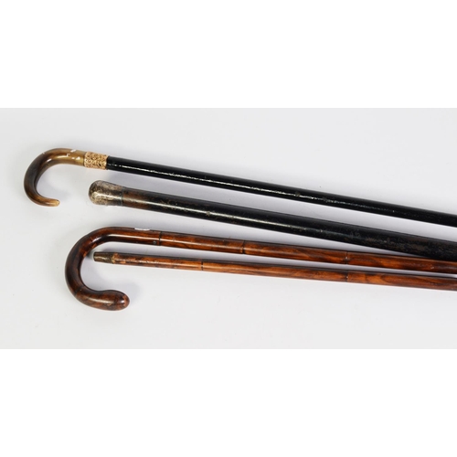 312 - VINTAGE TWO-PART FOLDING WALKING CANE, having brass folding and sliding linkage and folding in half,... 