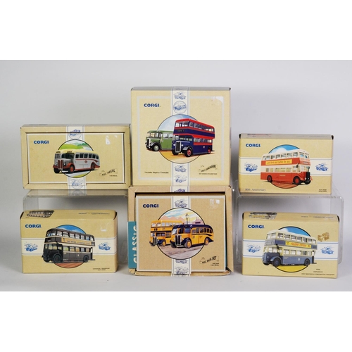 63 - TWO CORGI COMMERCIALS ALMOST MINT AND BOXED LIMITED EDITION BUS SETS, viz AEC Bus and Regal Coach, E... 