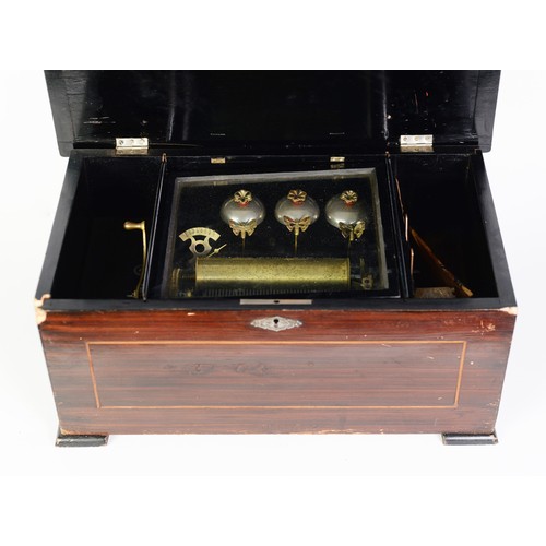 160 - 19TH CENTURY CYLINDER MUSIC BOX, with 6