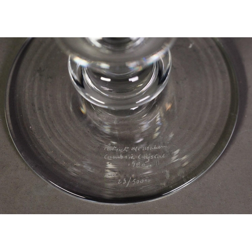 283 - PATRICK McMAHON (1955-2010) CUMBRIA CRYSTAL LIMITED EDITION WINE GOBLET of Late Stuart Heavy Baluste... 