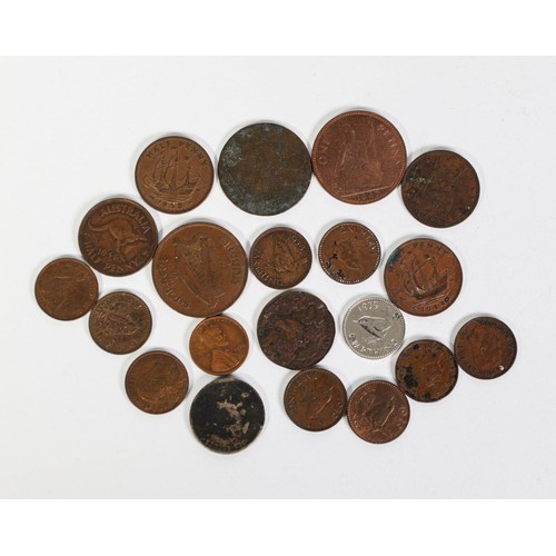 182 - FIFTY FIVE ELIZABETH II SIX PENNY PRE-DECIMAL COINS, 1950s/60s; 10 mainly George VI FARTHINGS and 9 ... 