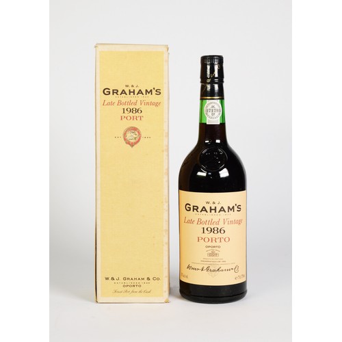 113 - BOTTLE OF W & J GRAHAM’S LATE BOTTLED VINTAGE PORT, 1986, in original card box