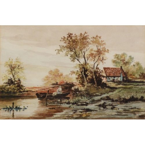 269 - UNATTRIBUTED (LATE NINETEENTH/ EARLY TWENTIETH CENTURY) PAIR OF WATERCOLOURSRiverscape with ferry bo... 