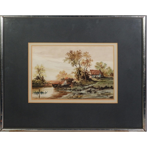 269 - UNATTRIBUTED (LATE NINETEENTH/ EARLY TWENTIETH CENTURY) PAIR OF WATERCOLOURSRiverscape with ferry bo... 