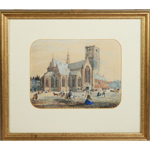 257 - WILLIAM WYLD (1806-1889) WATERCOLOUR Saint Laurens Cathedral, Rotterdam Signed and indistinctly date... 