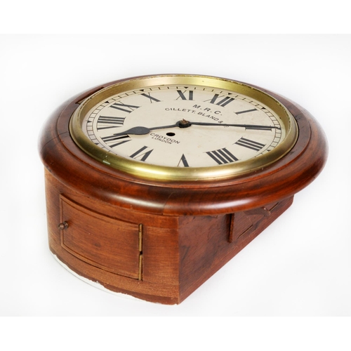 40 - 20th CENTURY REPRODUCTION WALNUT WALL CLOCK, with 9 ½” enamelled Roman dial and single fusee movemen... 