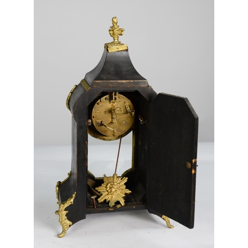 41 - LATE NINETEENTH CENTURY FRENCH RED SHELL AND ORMOLU BOULLE WORK MANTLE CLOCK, the 4” twelve piece en... 