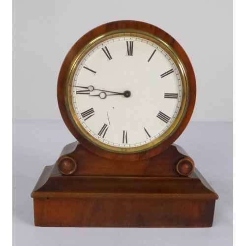 62 - NINETEENTH CENTURY FRENCH WALNUT CASED SMALL MANTLE CLOCK, the 3 ½” Roman dial, powered by a drum sh... 