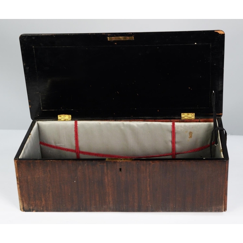 134 - NINETEENTH CENTURY INLAID ROSEWOOD AND EBONISED BOX FOR A CYLINDER MUSICAL MOVEMENT, of typical form... 