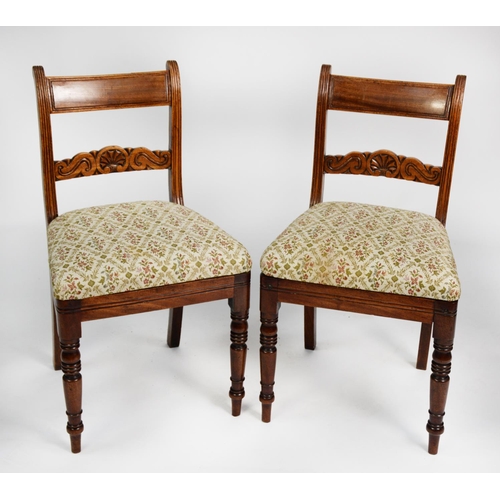 194 - SET OF SIX WILLIAM IV MOULDED AND CARVED MAHOGANY DINING CHAIRS, (5+1), each with oblong top rail an... 