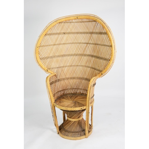 214 - WOVEN RATTAN ‘PEACOCK’ OR MANILA CHAIR, 57 ½” (146cm) high