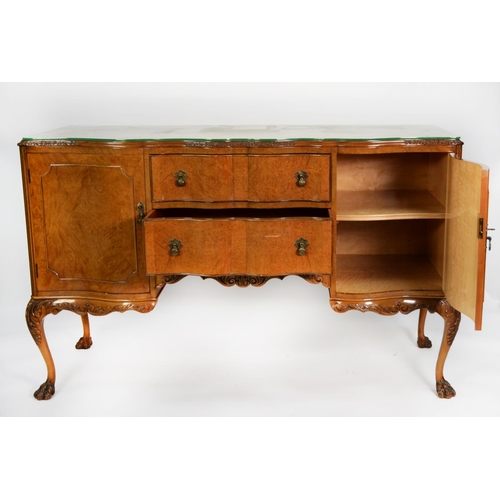 203 - HURWITZ OF LEEDS, GEORGE II STYLE FIGURED AND CARVED WALNUT TEN PIECE DINING ROOM SUITE, comprising:... 