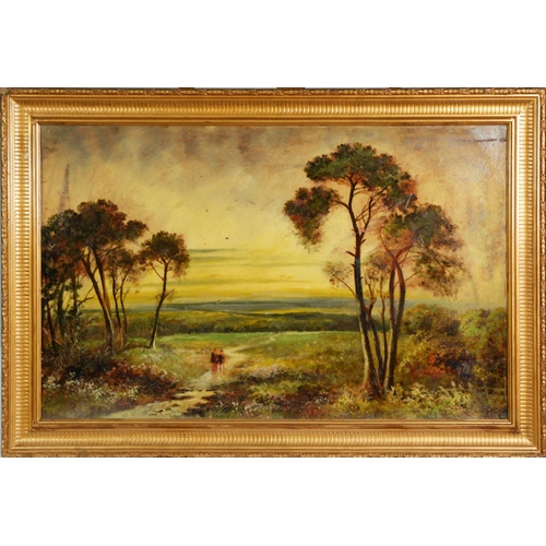 245 - 19th CENTURY ENGLISH SCHOOL PAIR OF OILS ON CANVAS Landscapes 15 1/2in x 24 1/2in (39.3 x 62.2cm)... 