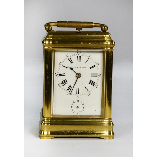 71 - GOOD NINETEENTH CENTURY PAUL GARNIER, PARIS GILDED BRASS and BEVELLED GLASS GORGE CASED REPEATING CA... 