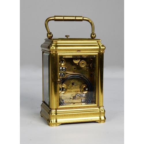 71 - GOOD NINETEENTH CENTURY PAUL GARNIER, PARIS GILDED BRASS and BEVELLED GLASS GORGE CASED REPEATING CA... 