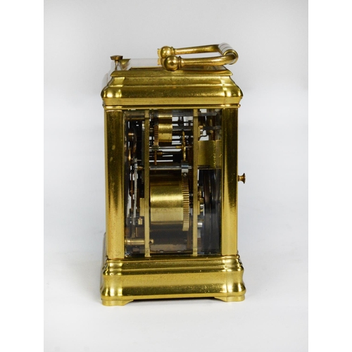 71 - GOOD NINETEENTH CENTURY PAUL GARNIER, PARIS GILDED BRASS and BEVELLED GLASS GORGE CASED REPEATING CA... 