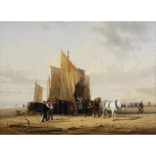 221 - ATTRIBUTED TO WILLIAM COLLINS R A (1788-1847) OIL PAINTINGS ON RE-LINED CANVAS, A PAIR Coastal scene... 