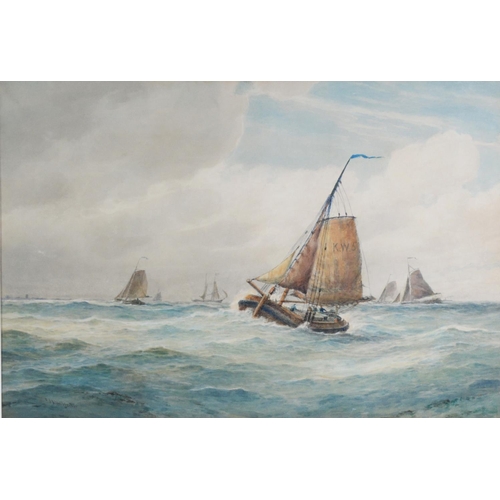 256 - FREDERICK JAMES ALDRIDGE (1850-1933) WATERCOLOUR 'Off the Dogger Bank' Signed & dated 1888 lower... 