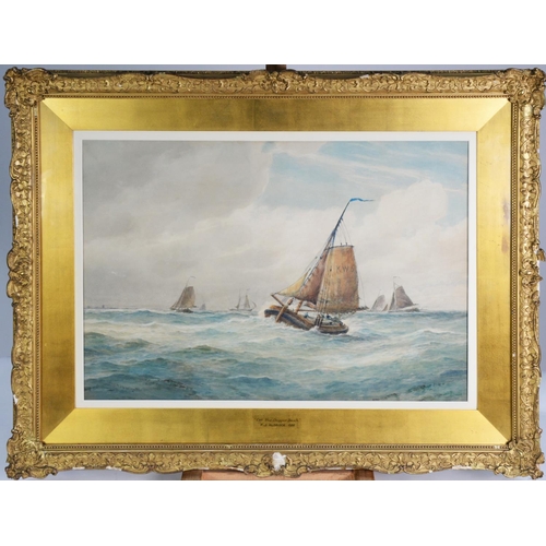 256 - FREDERICK JAMES ALDRIDGE (1850-1933) WATERCOLOUR 'Off the Dogger Bank' Signed & dated 1888 lower... 