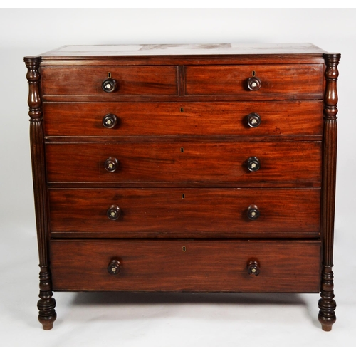 179 - GEORGE III CARVED MAHOGANY CHEST OF DRAWERS, the moulded oblong top above two short and four long, g... 