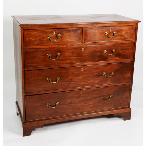 180 - GEORGE III MAHOGANY CHEST OF DRAWERS, the moulded oblong top above two short and three long, graduat... 