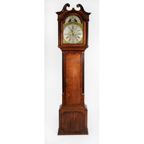 30 - JOHN SMITH, CHESTER, EIGHTEENTH CENTURY MAHOGANY CROSSBANDED OAK LONGCASE CLOCK WITH ROLLING MOON PH... 