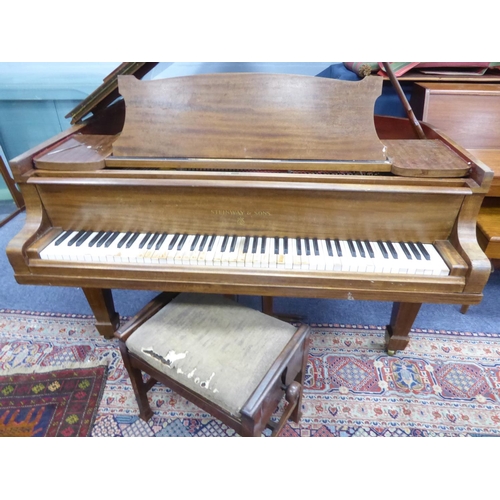 131 - STEINWAY & SONS MAHOGANY CASED BABY GRAND PIANO, with square section legs, 38” (96.5cm) high, 66... 