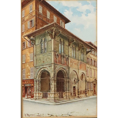 263 - A MARRANI (Florence, Nineteenth Century) WATERCOLOUR Highly detailed Florentine building facade Sign... 