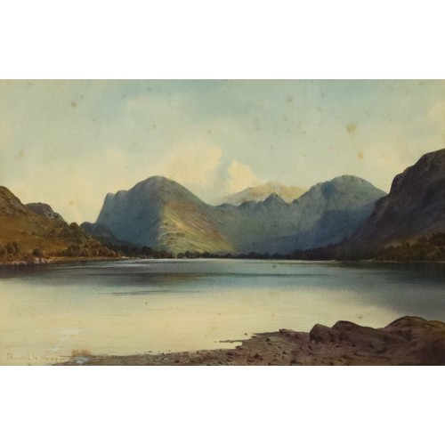 268 - EDWARD HORACE THOMPSON (1879-1949) WATERCOLOUR 'In the blue light of a summer morn, Buttermere with ... 