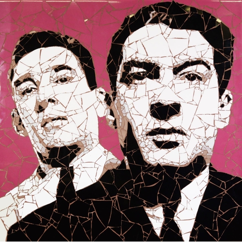 273 - ED CHAPMAN (b.1971)MOSAIC ON BOARD, AFTER THE PHOTOGRAPH BY DAVID BAILEYThe Kray Twins,  Signed to t... 