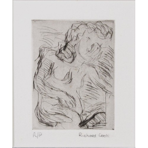 274 - RICHARD COOK (b.1947) ETCHING, ARTIST'S PROOF Small seated nude Signed in pencil in lower margin 3