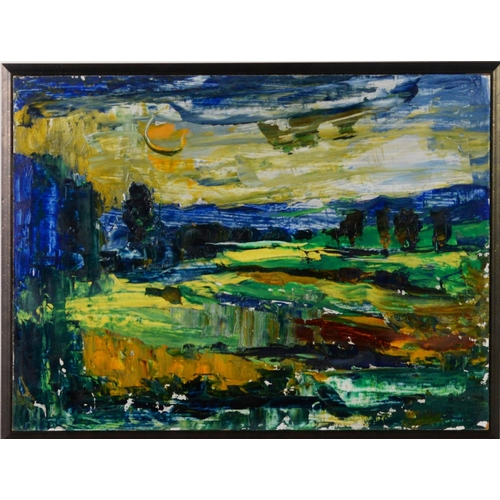 275 - JAMES LAWRENCE ISHERWOOD (1917-1988) PALETTE KNIFE OIL ON BOARD Semi-abstract landscape Unsigned 12