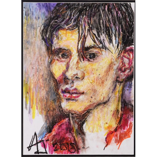 277 - ADRIAN JOHNSON (Twentieth Century) MIXED MEDIA Portrait study of a young man Signed with initials &a... 