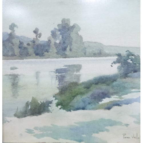 272A - WATERCOLOUR Le Seine entre Melun et Fontainebleau, a pastoral scene of the river Seine between the c... 