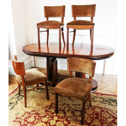 215 - PIER LUIGI COLLI, ITALIAN WALNUT AND MACASSAR EBONY HIGH ART DECO TEN PIECE DINING ROOM SUITE, compr... 