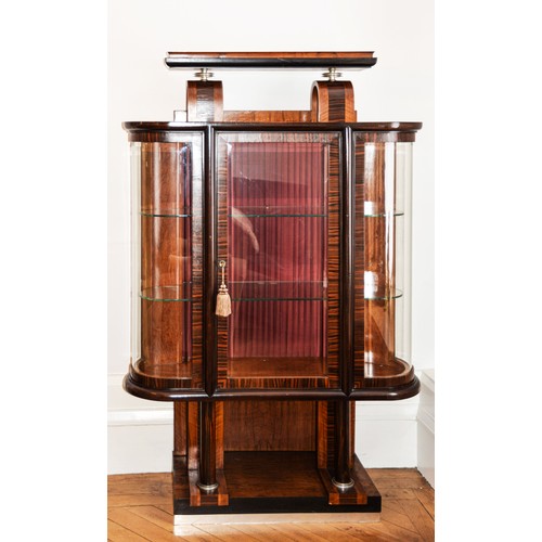 215 - PIER LUIGI COLLI, ITALIAN WALNUT AND MACASSAR EBONY HIGH ART DECO TEN PIECE DINING ROOM SUITE, compr... 