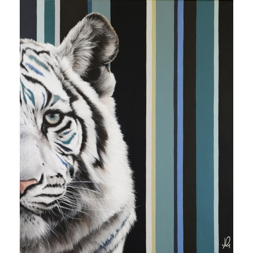 136 - HAYLEY GOODHEAD (MODERN)OIL ON CANVAS 'Eye of the Tiger’Signed, titled to gallery label verso 27 ½” ... 