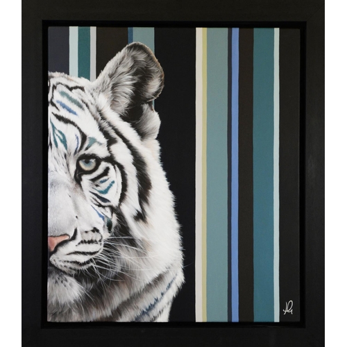 136 - HAYLEY GOODHEAD (MODERN)OIL ON CANVAS 'Eye of the Tiger’Signed, titled to gallery label verso 27 ½” ... 