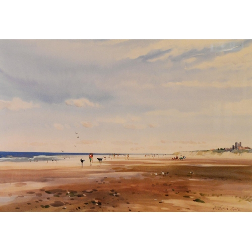 140 - JOHN BARRIE HASTE (1931-2011) WATERCOLOUR ‘Walk by the Coast’ Signed, titled to gallery label verso ... 