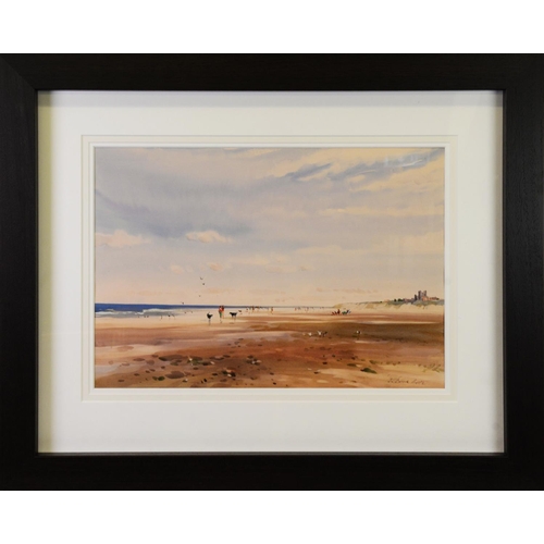 140 - JOHN BARRIE HASTE (1931-2011) WATERCOLOUR ‘Walk by the Coast’ Signed, titled to gallery label verso ... 