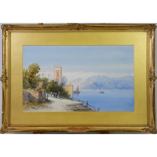 203 - FRANK CATANO (1880-1920) PAIR OF WATERCOLOURS Italian lake scenes with figures and dwellingsSigned 1... 