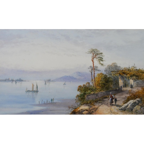 203 - FRANK CATANO (1880-1920) PAIR OF WATERCOLOURS Italian lake scenes with figures and dwellingsSigned 1... 