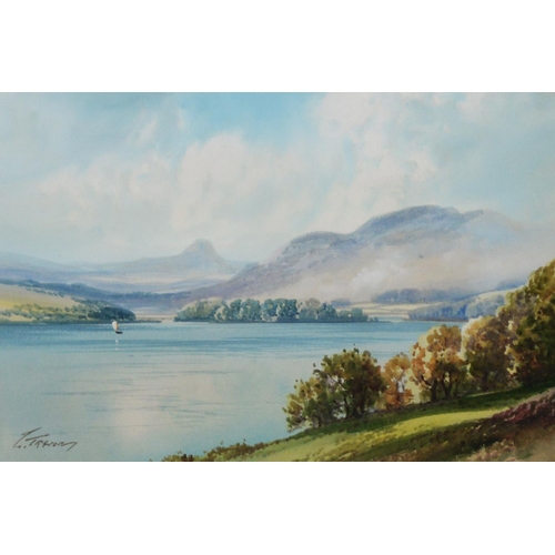 205 - GEORGE TREVOR (TWENTIETH CENTURY) TWO WATERCOLOURS ‘Buttermere’ 9 ¾” x 13 ¾” (24.7cm x 34.9cm)‘Lake ... 