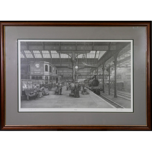 165 - JOHN S GIBB ARTIST SIGNED LIMITED EDITION PRINT FROM A PENCIL DRAWING‘Victoria’ Railway Station Manc... 