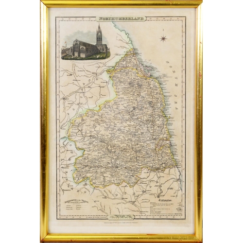 124 - ANTIQUE HAND COLOURED MAP OF HUNTINGDONSHIRE BY T. MOULE 11” X 7 ½” (28cm x 19cm) AND TWO LATER MAPS... 