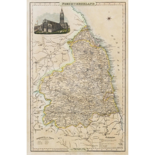 124 - ANTIQUE HAND COLOURED MAP OF HUNTINGDONSHIRE BY T. MOULE 11” X 7 ½” (28cm x 19cm) AND TWO LATER MAPS... 