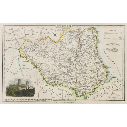 124 - ANTIQUE HAND COLOURED MAP OF HUNTINGDONSHIRE BY T. MOULE 11” X 7 ½” (28cm x 19cm) AND TWO LATER MAPS... 